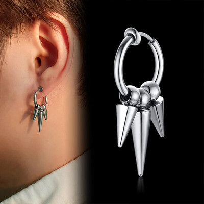 Vnox vyriški 1 dalių stilingi kūginiai smaigalio formos auskarai, roko punk geometriniai ausų papuošalai su spyruokliniu ausų segtuku