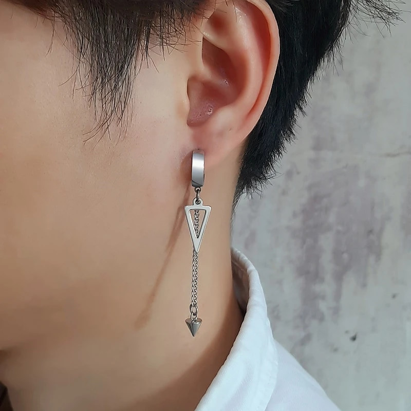 Vnox vyriški 1 dalių stilingi kūginiai smaigalio formos auskarai, roko punk geometriniai ausų papuošalai su spyruokliniu ausų segtuku