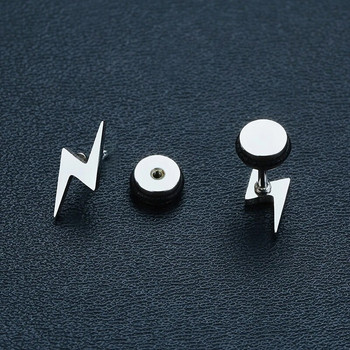 Ανδρικά σκουλαρίκια Vnox Cool σε σχήμα αστραπής και αξεσουάρ από ανοξείδωτο ατσάλι σε μαύρο χρώμα