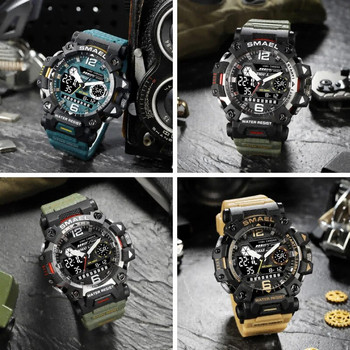 SMAEL 8072 Мъжки водоустойчиви часовници Janpenese Quartz Chronograph Heavy-Duty Watch Men Alarm Електронен ръчен часовник reloj de hombre