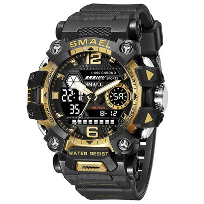 SMAEL 8072 Ανδρικά αδιάβροχα ρολόγια Janpenese Quartz Chronograph Heavy-Duty Ανδρικό Ηλεκτρονικό Συναγερμό Ηλεκτρονικό ρολόι χειρός ανανεωμένο