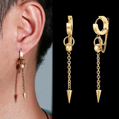 Vnox Minimalist Cross Dangle σκουλαρίκια για άντρες, Ανοξείδωτος κύκλος με κρίκο από ανοξείδωτο ατσάλι με αλυσίδες συνδέσμου, κοσμήματα Rock Hip Hop Ear