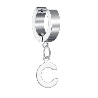 Moda Punk Geometric Glossy Metal 26 AZ Letter Inițială Dangle Cercei Eleganti Femei Bijuterii Bărbați