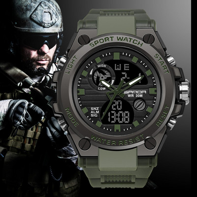 SANDA G Style Мъжки цифров часовник Военни спортни часовници Двоен дисплей Водоустойчив електронен ръчен часовник Relogio Masculino 739