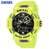 Sat marke SMAEL Muški dvostruki LED zaslon Digitalni analogni ručni satovi Štoperica za mlade Sportski elektronički kvarcni vodootporni muški sat