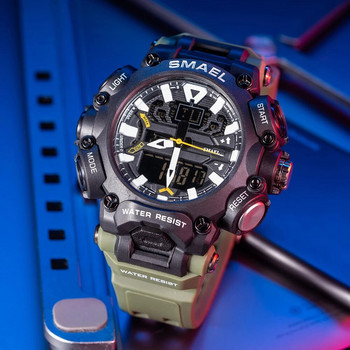 SMAEL Мъжки часовник Спортен водоустойчив хронометър Цифрови ръчни часовници Седмичен дисплей Будилник Кварцов аналогов електронен часовник Мъжки