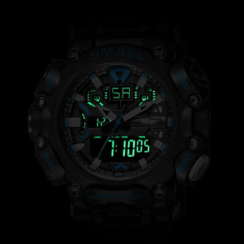 Ανδρικό ρολόι SMAEL Sport αδιάβροχο χρονόμετρο Ψηφιακά ρολόγια χειρός Εβδομάδας Εμφάνιση Ξυπνητήρι Αναλογικά Ηλεκτρονικά Ρολόγια Χαλαζίας Ανδρικά