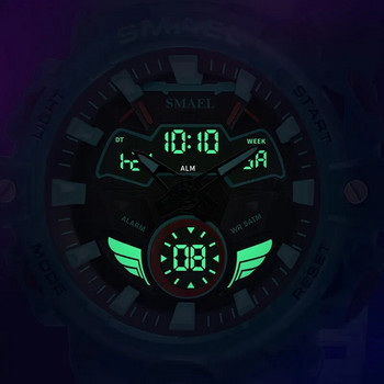 Ανδρικά αθλητικά ρολόγια SMAEL Digital and Quartz Movement Light LED Πολυλειτουργικό Chrono Date αδιάβροχο αναλογικό ηλεκτρονικό ρολόι χειρός