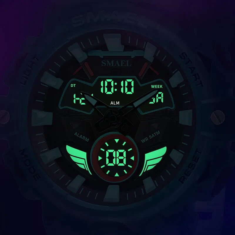 SMAEL Digital ja Quartz Movement meeste spordikellad LED-valgus multifunktsionaalne Chrono Date veekindel analoog elektrooniline käekell