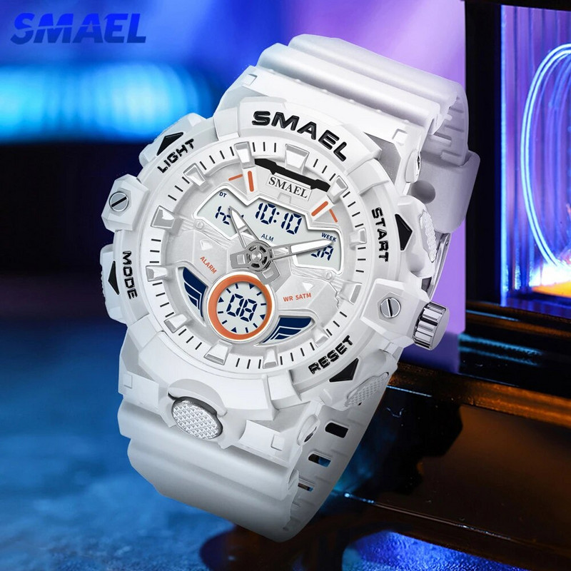 SMAEL Digital ja Quartz Movement meeste spordikellad LED-valgus multifunktsionaalne Chrono Date veekindel analoog elektrooniline käekell