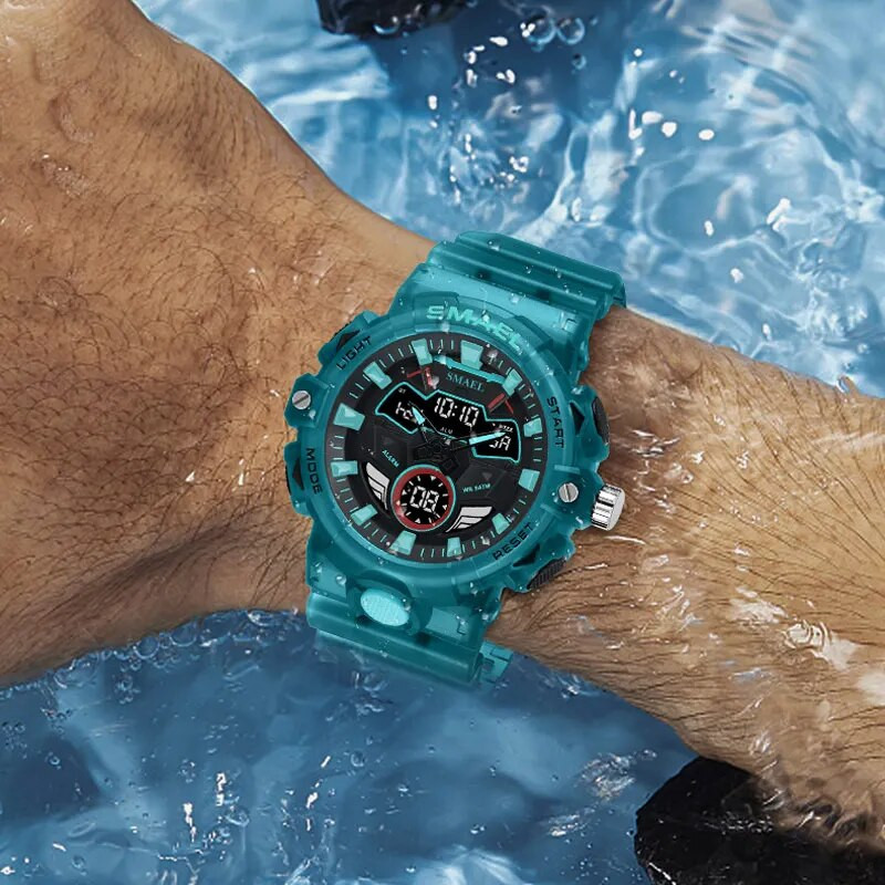 SMAEL Digital ja Quartz Movement meeste spordikellad LED-valgus multifunktsionaalne Chrono Date veekindel analoog elektrooniline käekell