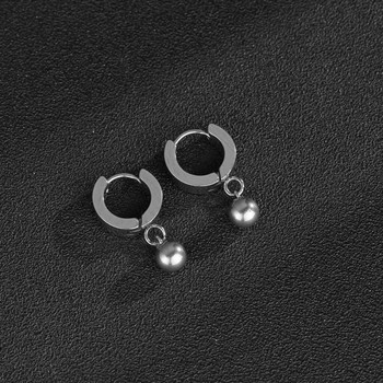 Пънк ретро дизайн топка висулка висящи обеци за мъже жени бижута аксесоари черно сребро неръждаема стомана Brincos