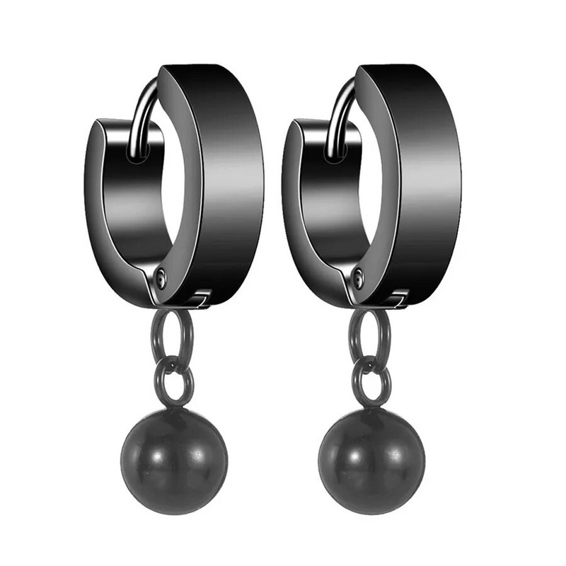 Punk vintažinio dizaino rutuliniai pakabukai kabantys auskarai vyrams, moteriški papuošalai aksesuarai juodi sidabriniai nerūdijančio plieno brincai