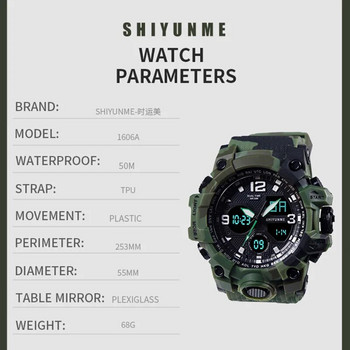 Луксозни мъжки LED дигитален часовник Военни спортни кварцови часовници с двоен дисплей Външен водоустойчив светещ електронен ръчен часовник 1606P