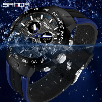SANDA Военен мъжки кварцов часовник LED цифров часовник мъжки моден водоустойчив бял спортен часовник Electron мъжки часовник Reloj Hombre