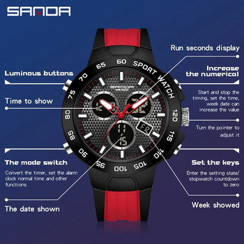 SANDA Military ανδρικό ρολόι χαλαζία LED Ψηφιακό ρολόι Ανδρικό αδιάβροχο λευκό αθλητικό ρολόι Ηλεκτρονικό ανδρικό ρολόι Reloj Hombre
