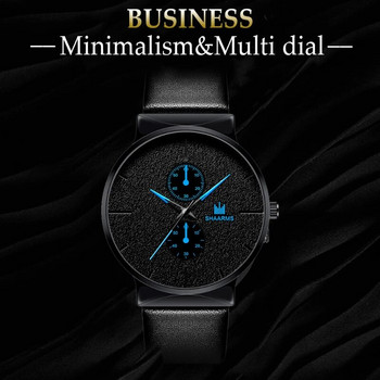 Топ луксозни мъжки часовници с циферблат Мъжки спортни часовници Изчистени черни кожени електронни мъжки ръчни часовници Подаръци Модни и ежедневни