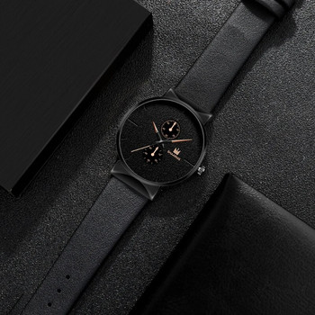Топ луксозни мъжки часовници с циферблат Мъжки спортни часовници Изчистени черни кожени електронни мъжки ръчни часовници Подаръци Модни и ежедневни