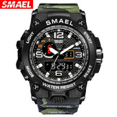 SMAEL brändi meeste spordikellad kahe ekraaniga analoog digitaalne käekell meestele veekindel sõjaväe LED elektrooniline kvartskell