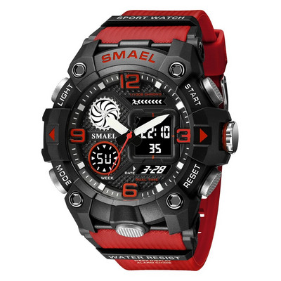 Ρολόι SMAEL Dual Time Display για Ανδρικό Ηλεκτρονικό Αθλητικό Ρολόι χειρός Ανδρικό με Ψηφιακό Χρονογράφο Auto Date Week Alarm 8055