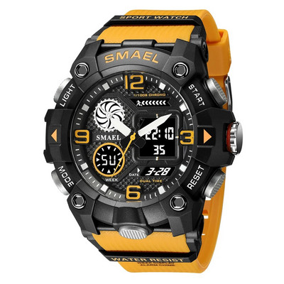 Ρολόι SMAEL Dual Time Display για Ανδρικό Ηλεκτρονικό Αθλητικό Ρολόι χειρός Ανδρικό με Ψηφιακό Χρονογράφο Auto Date Week Alarm 8055