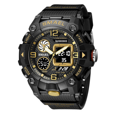 Ρολόι SMAEL Dual Time Display για Ανδρικό Ηλεκτρονικό Αθλητικό Ρολόι χειρός Ανδρικό με Ψηφιακό Χρονογράφο Auto Date Week Alarm 8055
