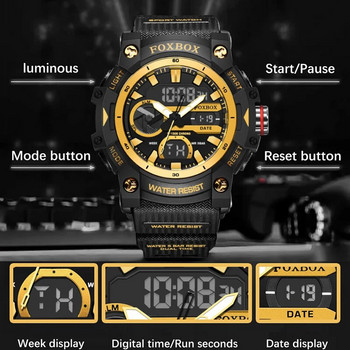 LIGE Часовници с двоен дисплей за мъже Военни големи часовници за плуване Мода 50M Водоустойчив електронен ръчен часовник Mens Montre Homme