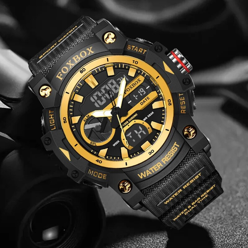 Ανδρικά ρολόγια διπλής οθόνης LIGE Military Swimming Big Watches Fashion 50M αδιάβροχο ηλεκτρονικό ρολόι χειρός Ανδρικό Montre Homme