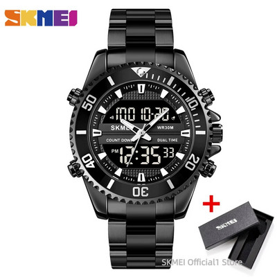 SKMEI 1850 skaitmeninis vyriškas kvarcinis rankinių laikrodžių kalendorius vandeniui atsparus LED ekranas verslo elektroninis laikrodis vyriškas laikrodis Reloj Masculino