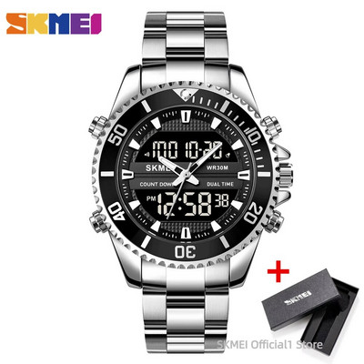 SKMEI 1850 skaitmeninis vyriškas kvarcinis rankinių laikrodžių kalendorius vandeniui atsparus LED ekranas verslo elektroninis laikrodis vyriškas laikrodis Reloj Masculino