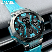 SMAEL Blue Sport elektrooniline meeste käekell, digitaalne kvartsist kaheajaline käekell koos automaatse kuupäeva nädala äratuse kronograafiga, veekindel