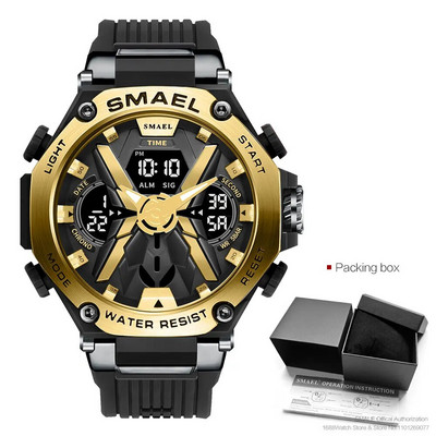 SMAEL Blue Sport elektrooniline meeste käekell, digitaalne kvartsist kaheajaline käekell koos automaatse kuupäeva nädala äratuse kronograafiga, veekindel