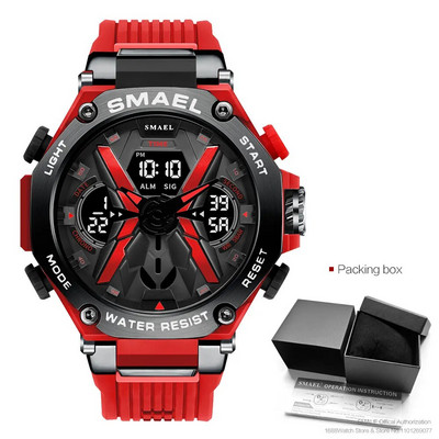 SMAEL Blue Sport elektrooniline meeste käekell, digitaalne kvartsist kaheajaline käekell koos automaatse kuupäeva nädala äratuse kronograafiga, veekindel