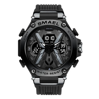 SMAEL Blue Sport elektrooniline meeste käekell, digitaalne kvartsist kaheajaline käekell koos automaatse kuupäeva nädala äratuse kronograafiga, veekindel