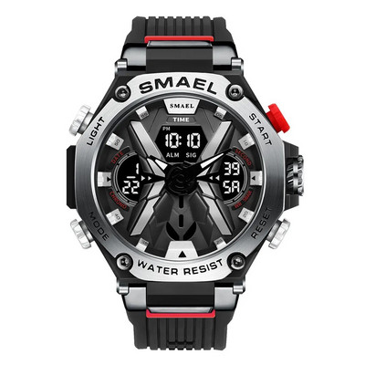 SMAEL Blue Sport elektrooniline meeste käekell, digitaalne kvartsist kaheajaline käekell koos automaatse kuupäeva nädala äratuse kronograafiga, veekindel