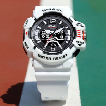 SMAEL Дигитален часовник за спорт на открито за мъже Хронометър Двойно движение Кварцови ръчни часовници Аларма LED задно осветление Електронен часовник