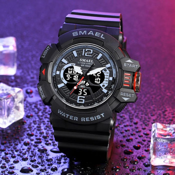 SMAEL Дигитален часовник за спорт на открито за мъже Хронометър Двойно движение Кварцови ръчни часовници Аларма LED задно осветление Електронен часовник