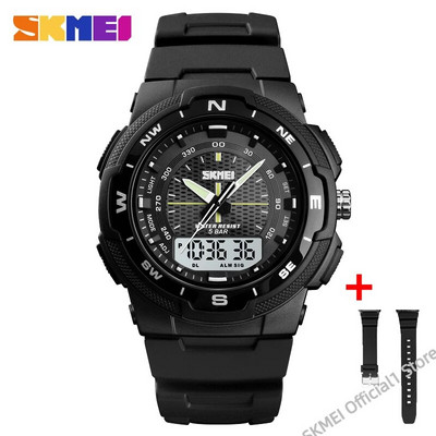 SKMEI 1454 Military Vyriški laikrodžiai Lauke Sportas Neperšlampamas Elektroninis Vyriškas rankinis laikrodis Kvarcinis dvigubas laikrodis 1370 Reloj Masculino