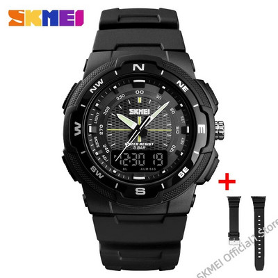 SKMEI 1454 Military Vyriški laikrodžiai Lauke Sportas Neperšlampamas Elektroninis Vyriškas rankinis laikrodis Kvarcinis dvigubas laikrodis 1370 Reloj Masculino