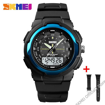SKMEI 1454 Military Vyriški laikrodžiai Lauke Sportas Neperšlampamas Elektroninis Vyriškas rankinis laikrodis Kvarcinis dvigubas laikrodis 1370 Reloj Masculino