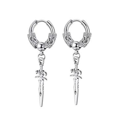 Tänav Hip Hop Punk Vintage Hoop Kõrvarõngad Naistele Meestele Ehted Aksessuaarid Roostevabast terasest Mõõga augustamine Klamber Kõrvarõngad Kingitused