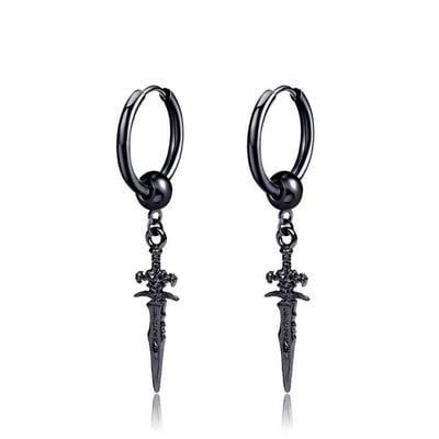 Tänav Hip Hop Punk Vintage Hoop Kõrvarõngad Naistele Meestele Ehted Aksessuaarid Roostevabast terasest Mõõga augustamine Klamber Kõrvarõngad Kingitused