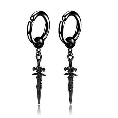 Tänav Hip Hop Punk Vintage Hoop Kõrvarõngad Naistele Meestele Ehted Aksessuaarid Roostevabast terasest Mõõga augustamine Klamber Kõrvarõngad Kingitused