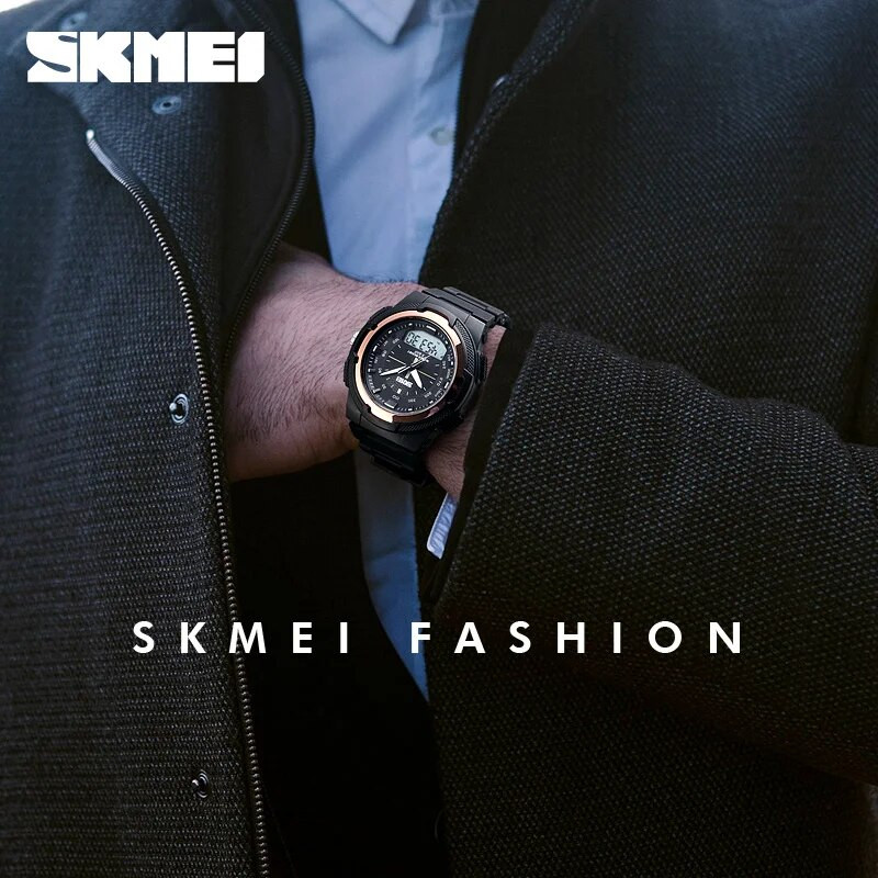 Ανδρικά αθλητικά ρολόγια εξωτερικού χώρου Ανδρικά ρολόγια χαλαζία διπλής οθόνης SKMEI Ψηφιακά ηλεκτρονικά ανδρικά ρολόγια αδιάβροχα κορυφαία μάρκα πολυτελείας ανδρικό ρολόι