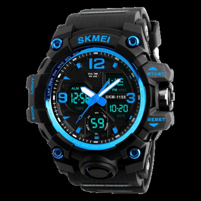Ανδρικό ρολόι SKMEI 2 Time Ανδρικά ηλεκτρονικά αθλητικά ρολόγια Χρονόμετρο οπίσθιο φως Συναγερμός αδιάβροχο ρολόι χαλαζία reloj hombre 1155B