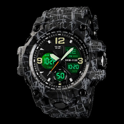 Ανδρικό ρολόι SKMEI 2 Time Ανδρικά ηλεκτρονικά αθλητικά ρολόγια Χρονόμετρο οπίσθιο φως Συναγερμός αδιάβροχο ρολόι χαλαζία reloj hombre 1155B