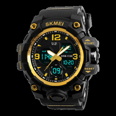 Ανδρικό ρολόι SKMEI 2 Time Ανδρικά ηλεκτρονικά αθλητικά ρολόγια Χρονόμετρο οπίσθιο φως Συναγερμός αδιάβροχο ρολόι χαλαζία reloj hombre 1155B