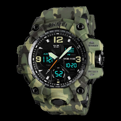 Ανδρικό ρολόι SKMEI 2 Time Ανδρικά ηλεκτρονικά αθλητικά ρολόγια Χρονόμετρο οπίσθιο φως Συναγερμός αδιάβροχο ρολόι χαλαζία reloj hombre 1155B