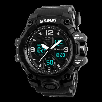 Ανδρικό ρολόι SKMEI 2 Time Ανδρικά ηλεκτρονικά αθλητικά ρολόγια Χρονόμετρο οπίσθιο φως Συναγερμός αδιάβροχο ρολόι χαλαζία reloj hombre 1155B
