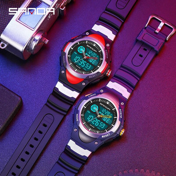SANDA Мъжки електронен часовник Мъжки часовник с двоен дисплей Бизнес мъжки часовници 50M Водоустойчив мъжки китка за G style Relogio Masculino